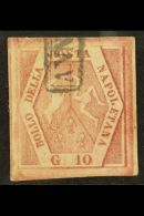 NAPLES 1859 10Gr Rose Carmine Plate II,, Sass 11, Superb Used With Huge Margins All Round. A Beauty! Cat €600... - Ohne Zuordnung