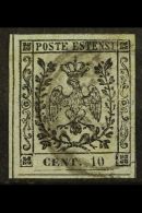 MODENA 1857 'Newspaper Tax' 10c Black On Grey Lilac, Sass 4, Fine Used, Light Circular Cancel, Four Margins. Cat... - Ohne Zuordnung