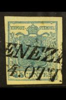 LOMBARDY VENETIA 1851 45c Blue On Vertically Ribbed Paper, Sass 17, Superb Used With Large Margins All Round And... - Ohne Zuordnung