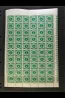1942 POSTAGE DUE ½d Emerald -green, SG D5, A Rare Complete Pane Of Sixty, Showing Varieties At 5/2 Chipped... - Sonstige & Ohne Zuordnung