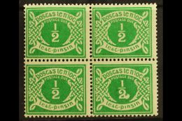 1925 POSTAGE DUE ½d Emerald Green, SG D1, Block Of Four With One Showing Blob On "2" (Hib. PD1a), Very Fine... - Andere & Zonder Classificatie