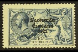 1925 10s Dull Grey-blue "Seahorse" Of Great Britain With Three Line Overprint (narrow Setting), SG 83, Never... - Sonstige & Ohne Zuordnung