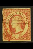 1859 (2d) Carmine, SG 3), Used With Pen Strokes And Part London - E.C. Receiver Cds In Red. Small Tear At Left And... - Ionische Eilanden