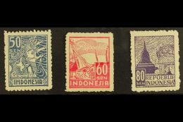 ISSUES FOR JAVA 1946-47 Puppet, Flag, And Temple Complete Set, SG J52/54, Fine Unused Without Gum As Issued. (3... - Indonesien
