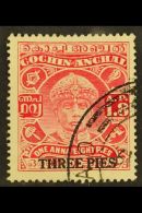 COCHIN 1942 3p On 1a 8p Carmine, Rama Varma III, Recess, SG 75, Superb Used. Scarce Stamp. For More Images, Please... - Autres & Non Classés