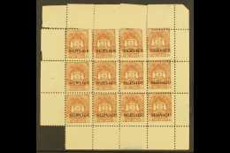 BUNDI OFFICIALS. 1941 2a Brown, SG O56, COMPLETE SHEET Of 12 With Selvedge To All Sides. Fine Mint, Ungummed Paper... - Sonstige & Ohne Zuordnung