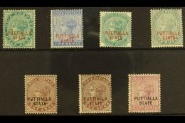 PATIALA 1885 "Puttialla" Opt'd Sets In Red & Black, SG 7/12 Plus 1a Opt'd In Both Colours (SG 11a). Mint (7... - Andere & Zonder Classificatie