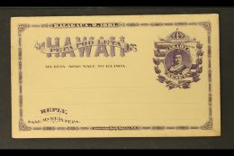 POSTAL STATIONERY 1883 1c+1c Purple Complete Pair Unused (UY1) & 2c Dark Blue Message Card And Separate Reply... - Hawaï