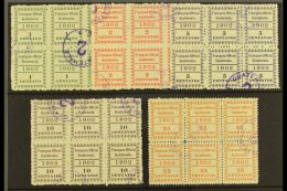 OFFICIALS 1902 Set Complete, Scott O1/5, Each A Very Fine Used BLOCKS OF SIX, Some Stamps Showing Parts Of Sheet... - Guatemala