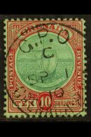 1908 10s Green & Red On Green, Wmk Crown CA, SG 83, Superb Used. For More Images, Please Visit... - Grenade (...-1974)