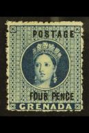 1881 4d Blue Overprint, SG 23, Fine Mint, Very Fresh. For More Images, Please Visit... - Grenada (...-1974)
