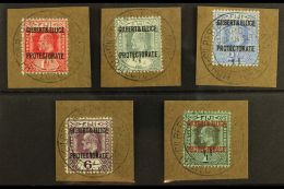 1911 1d, 2d, 2½d, 6d & 1s Overprints (SG 2/4 & 6/7), Superb Used On Pieces Tied By "GPO Ocean... - Gilbert- Und Ellice-Inseln (...-1979)