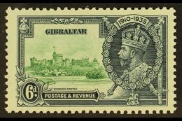 1935 6d Green And Indigo Silver Jubilee, Variety "Lightening Conductor", SG 116c, Very Fine Never Hinged Mint. For... - Gibraltar