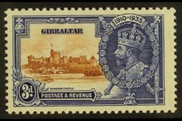 1935 3d Brown And Deep Blue Silver Jubilee, Variety "Extra Flagstaff", SG 115a, Very Fine Never Hinged Mint. For... - Gibraltar