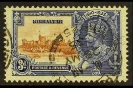 1935 3d Brown And Deep Blue, Silver Jubilee Variety "Extra Flagstaff", SG 115a, Very Fine Used With Cancellation... - Gibraltar