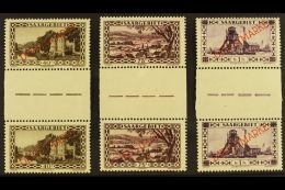 OFFICIALS 1927-32 40c, 75c & 1f Vertical GUTTER PAIRS, Michel 17, 19 & 20a, Never Hinged Mint, Very Fresh.... - Sonstige & Ohne Zuordnung