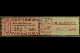 REGISTERED MAIL STAMP (EINSCHREIBEMARKEN) 1968 50pf With Type 1 Postcode, Perf 12½, Michel 2 C PLZ 758-2... - Otros & Sin Clasificación