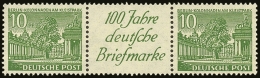 1949 10pf Green Buildings X2 With Se-tenant "100 Jahre Deutsche Briefmarken" Between Them Michel W12, Superb NHM.... - Andere & Zonder Classificatie