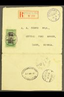 TOGO 1917 Registered Cover (opened For Display), Franked 1fr Green And Black Occupation Franco-anglaise, Tied By... - Otros & Sin Clasificación