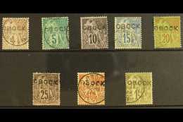 OBOCK 1892 4c To 1fr (no 75c Rose), Straight Ovpt, Yv 12/20, Very Fine Used. (8 Stamps) For More Images, Please... - Autres & Non Classés