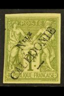 NEW CALEDONIA 1892 1f Olive-green Imperf Overprint Type I (Yvert 20, SG 19), Fine Mint, Four Mostly Good Margins... - Autres & Non Classés