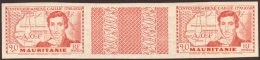 MAURITANIA 1939 90c Dull Red, Caillie Anniversary, Variety "large Inscription", Horizontal Gutter Pair IMPERF,... - Other & Unclassified