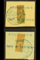 MADAGASCAR 1904 20c & 30c Tablets Bisected And With Large Blue "Affrenchissement / Special / Faute De... - Autres & Non Classés