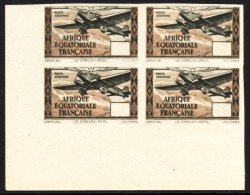 FRENCH EQUATORIAL AFRICA 1943 Airmail Variety, "Imperf Without Value", Maury 38a, Superb NHM Corner Block Of 4.... - Autres & Non Classés