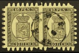 1871 10p Black/buff, Wove Paper, Type III Serpentine Roulette, SG 59, Fine Cds Used Intact Pair, Right Hand Stamp... - Andere & Zonder Classificatie