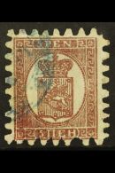 1866 5p Deep Brown/grey, Laid Paper, Type II, Serpentine Roulette, SG 28, Used With Shortish Perf At Left For More... - Other & Unclassified