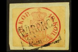 1856-59 10k Rose Wove Paper (Facit 2, SG 2, Michel 2x), Fine Used On Piece Tied By Boxed "Wiborg" Postmark, Three... - Other & Unclassified