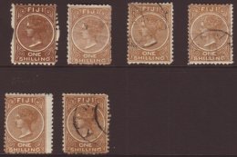 1881-89 1s Mint Or Used Group With Perf 10 Mint (this With Missing Pins On Both Vertical Sides), Perf 11 X 10... - Fidji (...-1970)