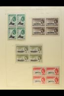 1954 QEII Set To 5s Complete In Blocks Of 4 With 10s And £1 In Pairs, SG G26/40, Very Fine Never Hinged... - Islas Malvinas