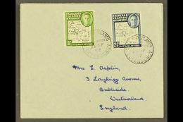 1952 UNLISTED VARIETY Cover To UK (no Backflap) Franked ½d Coarse Map, Broken Arc SG G1a, With Thin Map... - Falkland