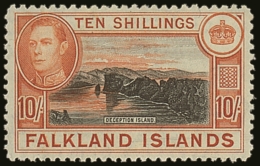 1938-50 10s Black And Orange-brown, SG 162, Very Fine Mint. For More Images, Please Visit... - Falklandeilanden