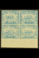 SUEZ CANAL COMPANY 1868 20c Blue, SG 3, Fine Mint Marginal Block Of 4 (Positions 99-100 / 111-112, Bearing... - Otros & Sin Clasificación