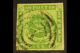 1858 8s Green Wavy Lines In Spandrels (SG 18, Michel 8, Facit 8), Very Fine Used Cancelled By "1" Numeral... - Other & Unclassified