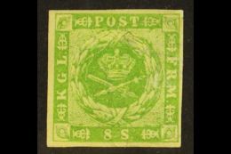 1854-57 8s Yellow-green Dotted Spandrels (SG 12, Michel 5, Facit 5a), Fine Mint, Four Good To Large Margins, Light... - Sonstige & Ohne Zuordnung