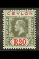 1912-25 20r Black & Red/blue, SG 319, Very Fine Mint For More Images, Please Visit... - Ceylan (...-1947)