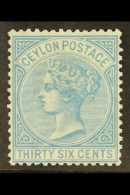 1872 36c Blue Perf 14, SG 129, Very Fine Mint. A Beauty. For More Images, Please Visit... - Ceylon (...-1947)