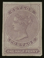 1857-64 ½d Reddish Lilac Imperf (blued Paper), SG 16, Very Fine Lightly Hinged Mint With 4 Large Neat... - Ceylon (...-1947)