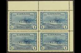 1942-8 $1 Blue, H.M.S. Cossack, Top Right Corner Block Of Four, SG 388, Never Hinged Mint. For More Images, Please... - Otros & Sin Clasificación