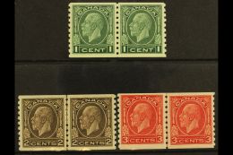 1932-33 Coil Stamps Imperf X Perf 8½ Complete Set, SG 326/28, Fine Mint (1c & 3c Are NHM) Horiz PAIRS,... - Other & Unclassified