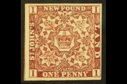1857-64 1d Brown- Purple, SG 1, Very Fine Mint With 4 Margins Showing Portion Of Adjoining Stamp At Left. Fresh... - Sonstige & Ohne Zuordnung