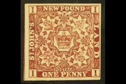 1857-64 1d Brown- Purple, SG 1, Very Fine Mint With 4 Margins Showing Portion Of Adjoining Stamp At Left. Fresh... - Other & Unclassified