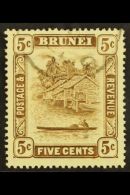 1924-37 5c Chocolate, "5c" Retouch, SG 68a, Fine Cds Used.  For More Images, Please Visit... - Brunei (...-1984)