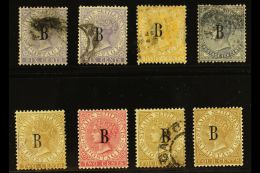 BANGKOK 1882-85 "B" Overprints Group On A Stock Card, Inc 1882-85 Wmk CC 6c Lilac (x2), 8c Orange (showing... - Siam