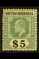 1904-07 $5 Grey-green & Black KEVII, SG 93, Mint, Scarce. For More Images, Please Visit... - Brits-Honduras (...-1970)