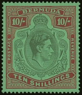 1938 10s Green And Deep Lake / Pale Emerald (First Printing), SG 119, Very Lightly Hinged Mint.  For More Images,... - Bermudes