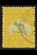 1913-14 5s Grey & Yellow, 'Roo, First Watermark, SG 13, Very Fine Used With Cancelled To Order Postmark. For... - Andere & Zonder Classificatie